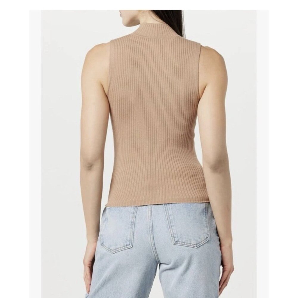 The Drop Women's XXL Praline Karolina Sleeveless Ribbed Mock Neck Sweater X1 - Picture 3 of 4